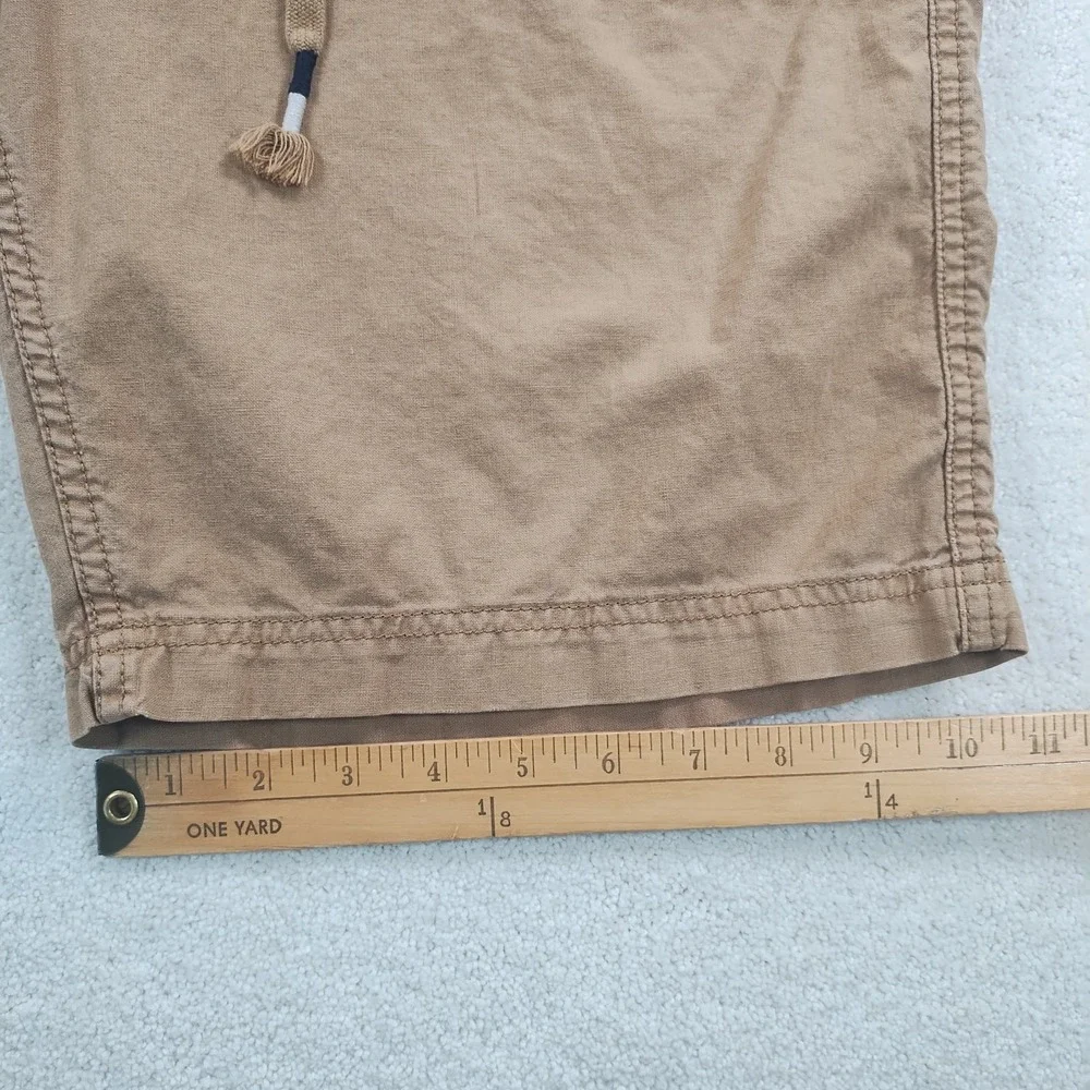 Lucky Brand Linen Shorts Men's 33 Khaki Drawstring Relaxed Safari Summer Beach